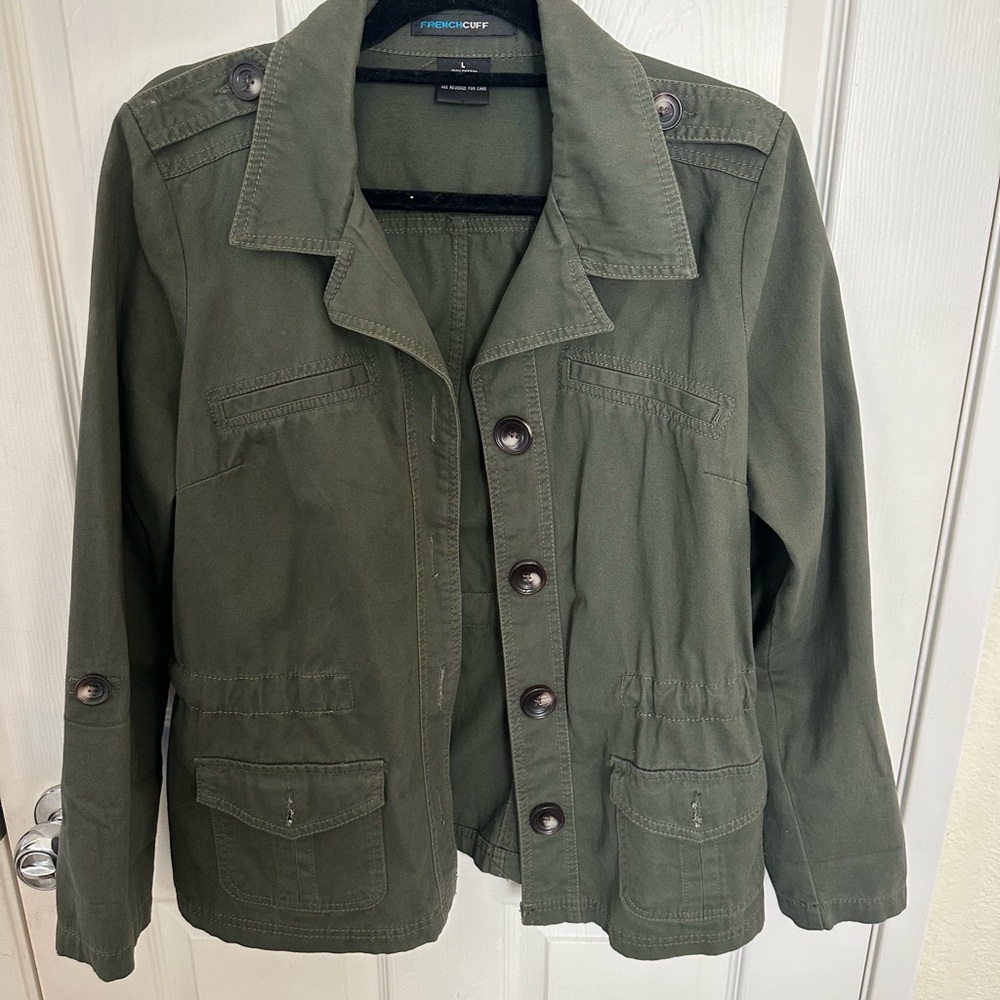 French Cuff Dark Green Utility Jacket